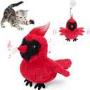 AIPERRO Flapping Cardinal Cat Toys, Interactive Cat Exercise Toy with Lifelike Bird Chirp, USB Rechargeable Automatic Cat Kicker Catnip Toys for Bored Indoor Adult Cats Kittens