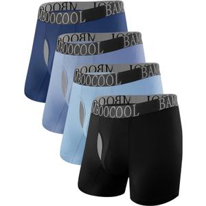 BAMBOO COOL BreezeBoo Men's Ultra Breathable Underwear Mesh Boxer Briefs with Lightwight Wasitband,No Ride Up,Multipack (Medium, 04-black/Light Blue/Navy Blue/Smokey Blue(4 Pack))