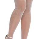 RSLOVE Women Fishnet Stockings Sexy Thigh High Pantyhose Women Tight Hosiery (One Size, White)
