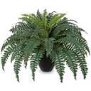 Hollyone Artificial Large Fern Boston Potted Plant for Outdoors & Indoor 25.5inch Faux Fake Fern Bush Plant in Pot for Patio Garden Farmhouse Windowsill Entrance Porch Office Living Room Home Decor