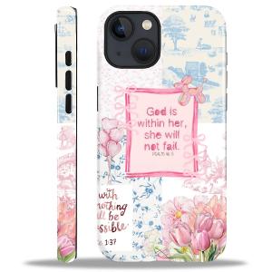 SKAMIX Case for iPhone 15,Shockproof TPU Bumper Drop Protection Hybrid 2-Layer Hard Cover for iPhone 15-Flower Bible Pattern