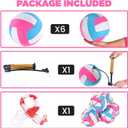 6 Pack Volleyballs Official Size 5, Soft Bulk Recreational Volley Balls with Pump and Net Bag for Indoor Outdoor Beach Pool Water Sand Game Training Match for Beginner