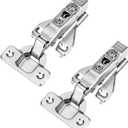 2 Pack 1/2'' Overlay Face Frame Soft Close Hidden Cabinet Hinges, 105 Degree 3D Adjustable Clip On Plate Concealed Kitchen Cupboard Door Hinges with Screws
