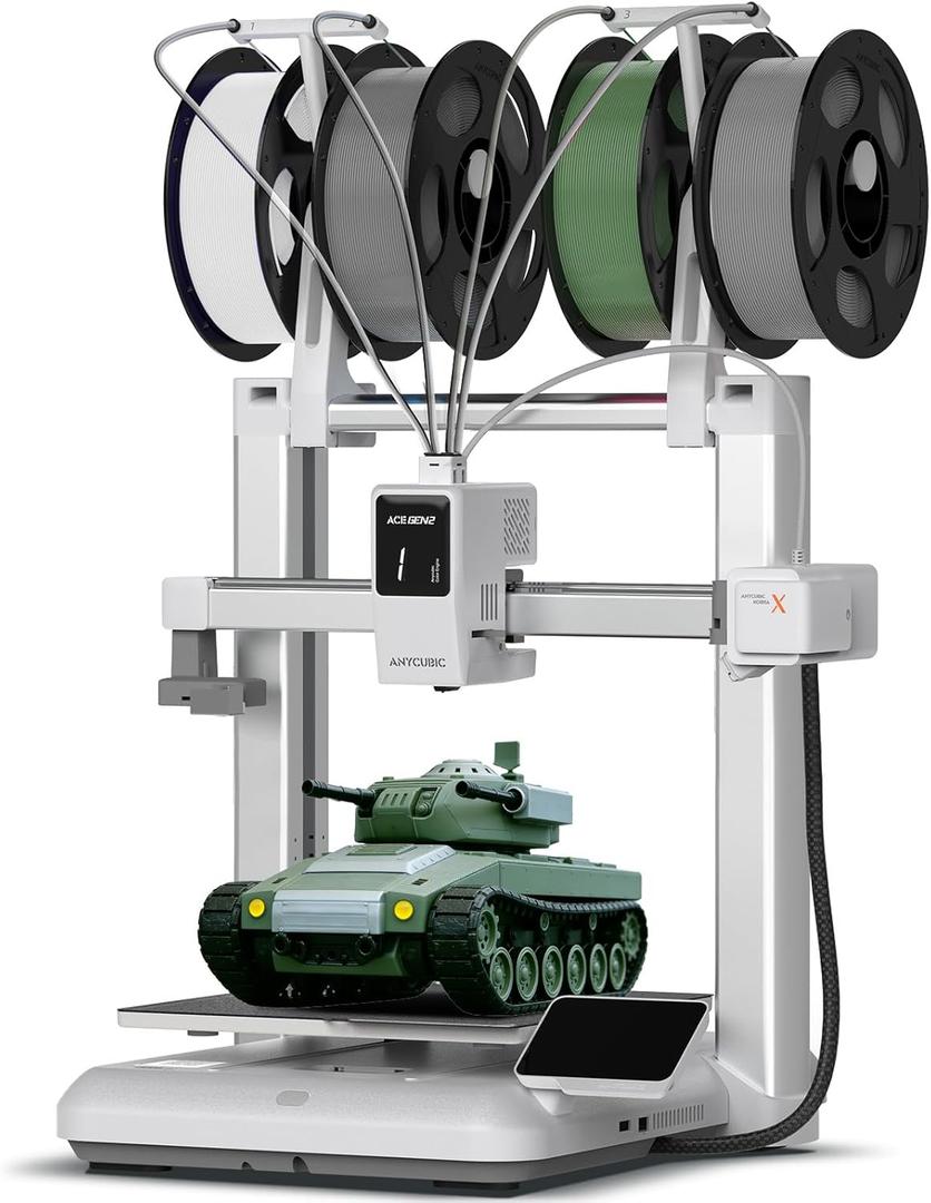 Anycubic Kobra X Multicolor 3D Printer, 2X Faster & Easy One-Click Printing, 600mm/s High Speed 3D Printers for Beginners & Kids, 4-Color Built-in, 260x260x260m, Easy to Use FDM 3D Printer