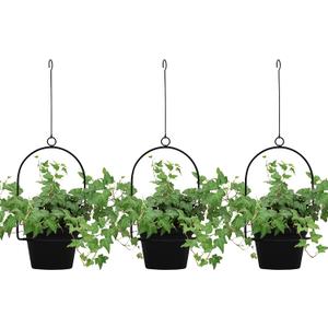 Gardzen 3 Packs Hanging Pots for Plants Outdoor & Indoor, Black Hanging Planter, Pot Hangers for Plant Flower
