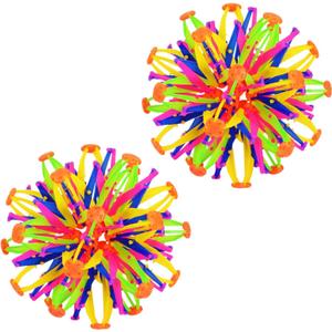 2 Pcs Collapsible Expandable Magic Breathing Ball Toy for Kids Ages 1, 2, 3+ Years Old Boys Girls,Fidget Toys for Kids and Adults,Expanding Ball Toy for Anxiety Relief and Mindfulness-ADHD (Colorful/Colorful)