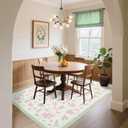 GarveeHome Coquette Pink and Green Rugs for Bedroom Girls, 8x10 Area Rugs for Living Room with Soft Low Pile, Non Slip Floral Bow Washable Rug 8x10 for Nursery Kids Dorm Dining Room Playroom