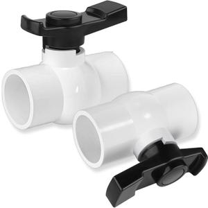 FANOVO 2 inch PVC Ball Valve, 2pcs Slip PVC Shut Off Water Valves with Double Socket Full Flow Port, Schedule 40 Plastic Control Valve, Using for CommercialSwimming Pool, Irrigation System