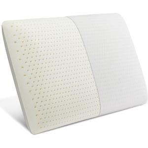 100% Natural Talalay Latex Pillow with Removable Cotton Cover, Medium Soft Queen Size Bed Pillows Provide Head Support, Helps Relieve Pressure, for Side Back Stomach Sleeper