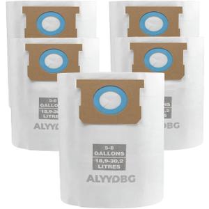 Universal 2-1/2" Port 5-8 Gallon Shop Vac Bags, ALYYDBG Type E 90661 9066166, Type H 90671 9067133; VF2004, VHBS VDBS High- Efficiency Disposable Vacuum Collection Filter Bags. 5 Pack