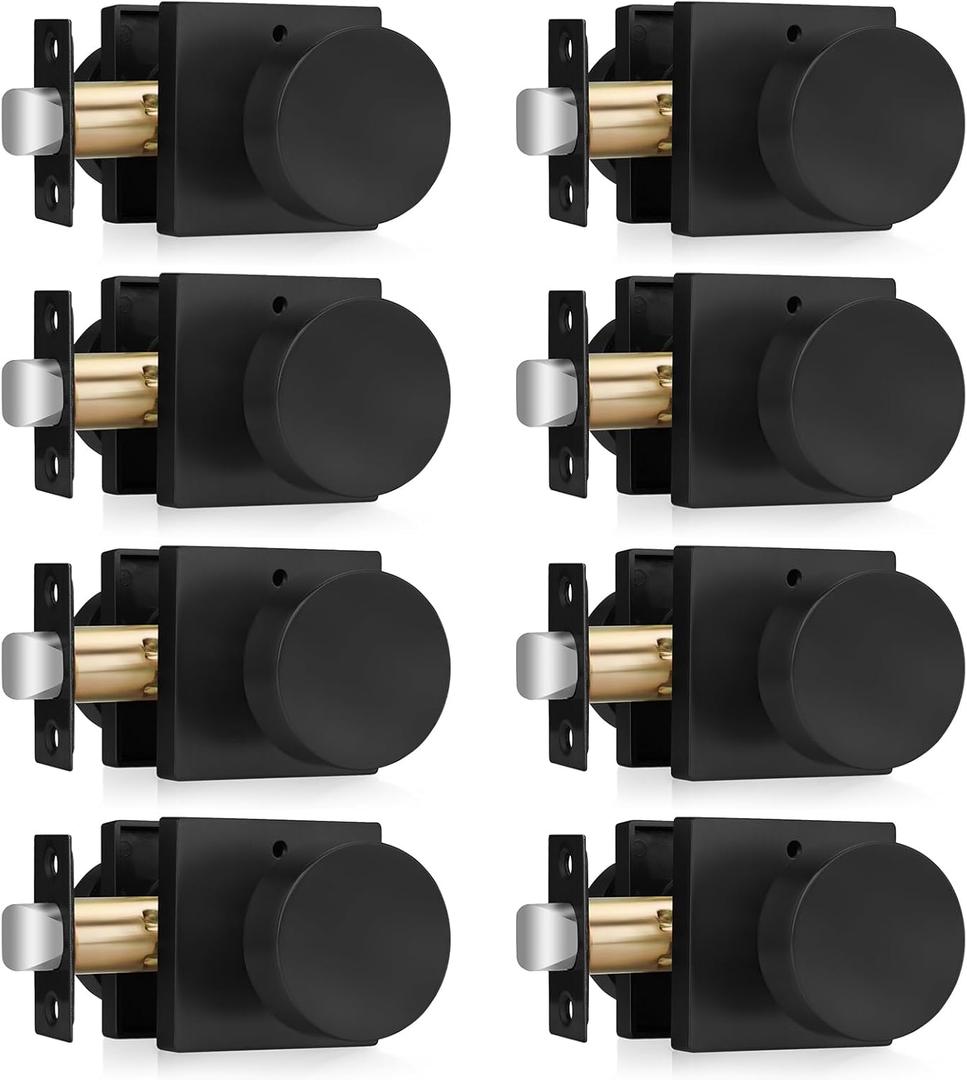 Haidms Matte Black Door Knobs Interior Privacy, Heavy Duty Square Black Interior Door Knobs for Bedroom, Zinc Alloy Privacy Door Knob Bathroom (8 Pack)