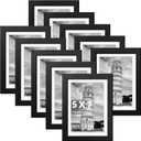 HappyHapi Picture Frame, 10 Pack Matless/Matted 5x7 Photo Frames, Classic Design, Wall Hanging or Tabletop Display, Black, 7.08x9.05 inches, 10 Count (5x7 inch)