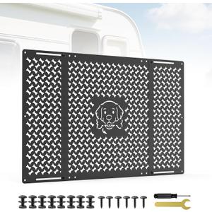RV Screen Door Protector for Dogs, Adjustable Dog Head and Bone Design RV Entry Door Grille, Heavy-Duty Aluminum, Fits 18.07" to 33.64", Perfect for RV, Camper