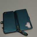 Defencase Compatible with iPhone 17 Case Wallet with RFID Blocking Card Holder for Women and Men, Fashion PU Leather Magnetic Snap Flip Zipper Strap Wallet Phone Case for iPhone 17 6.3", Blue Green