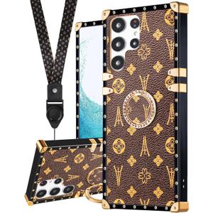 Loheckle for Samsung Galaxy S24 Ultra Case for Women Girls Teens Designer Cute Cases with Ring Stand Holder and Lanyard Stylish Aesthetics Tower Luxury Cover for S24 Ultra