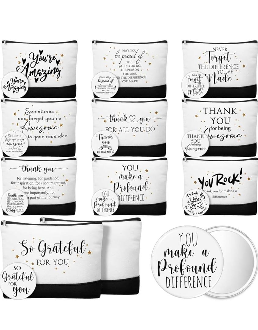 Cunno 36 Pcs Thank You Canvas Tote Bags for Women Christmas Appreciation Gift Bulk Employee Office Nurse Staff Team