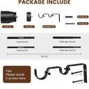Heavy Duty Double Curtain Rod 32-48 Inch Length, 1 Inch Adjustable Matte Black Double Curtain Rod with Brackets, Long Double Curtain Rod for Windows Sliding Door (Black, 32-45", 1 PCS)