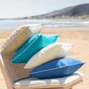 2 x Phantoscope Pack of 2 Outdoor Waterproof Solid Throw Decorative Pillow Cover Decorative Square Outdoor Pillows Cushion Case Patio Pillows for Couch Tent Sunbrella, Teal Blue 12x20 inches 30x50 cm