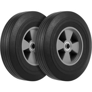 2 Pack 10 Inch Solid Rubber Tire, 5/8 Inch Axle Size Hand Truck Wheels Replacement Tires for Hose Cart, Garden Cart, Dolly Cart, 330 lb Load Capacity1