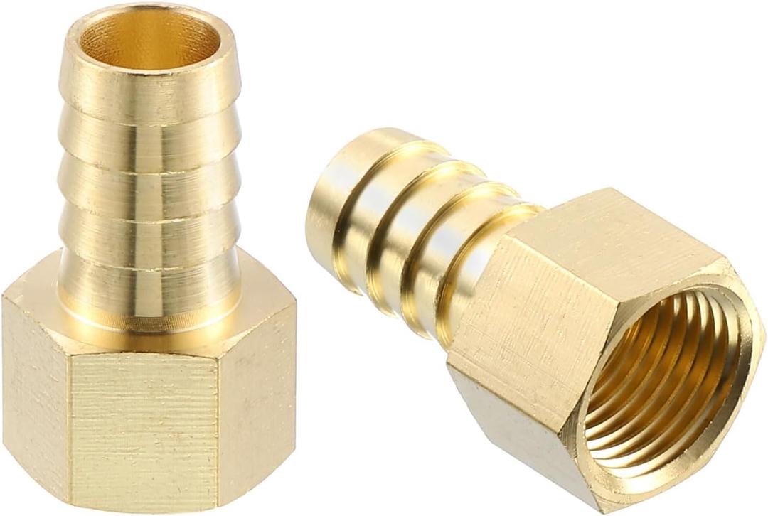 uxcell 2 Pcs Brass Hose Barb Fitting, 5/8" Barb x 1/2" NPT Female Brass Barb Pipe Fitting Adapter for Connect Pipes Mechanical Devices Plumbing Equipment