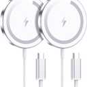 WRVVR for Apple Mag-Safe Charger 2 Pack, Magnetic Wireless Charger for iPhone 17/17 Pro/17 Pro Max/Air/16 15 14 13 12 Pro Max Plus mini, Charging Pad for Airpods Pro 3 2,Strong Magnet, Silver