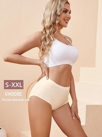 Bolivelan 5 Pack Women's Seamless Hipster Panties Invisible High Waist No Show Ladies Bikini Underwear (6, Nude)