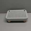 Litter Box Step, Litter Box Ramp/Catcher with Wooden Base, Anti-Tracking & Easy to Clean, Ideal for Small & Elderly Cats (Grey) (Light Gray)