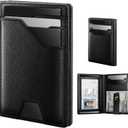 typecase Leather Wallet for Men Card Holder: Premium Genuine Leather, RFID Blocking, Slim, Minimalist, Front Pocket - 15 Cards Capacity | ID Window | Money Clip (Black)