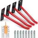 Sinoer 10-Inch Heavy Duty Steel Tire Rack Wall Mount (4-Pack) – Anti-Slip Garage Tires Hooks for Tire, Wheel, Ladder, Bike & Tool Storage – Garage Wall Mount Tire Wheel Storage Rack up to 110Lbs, Red