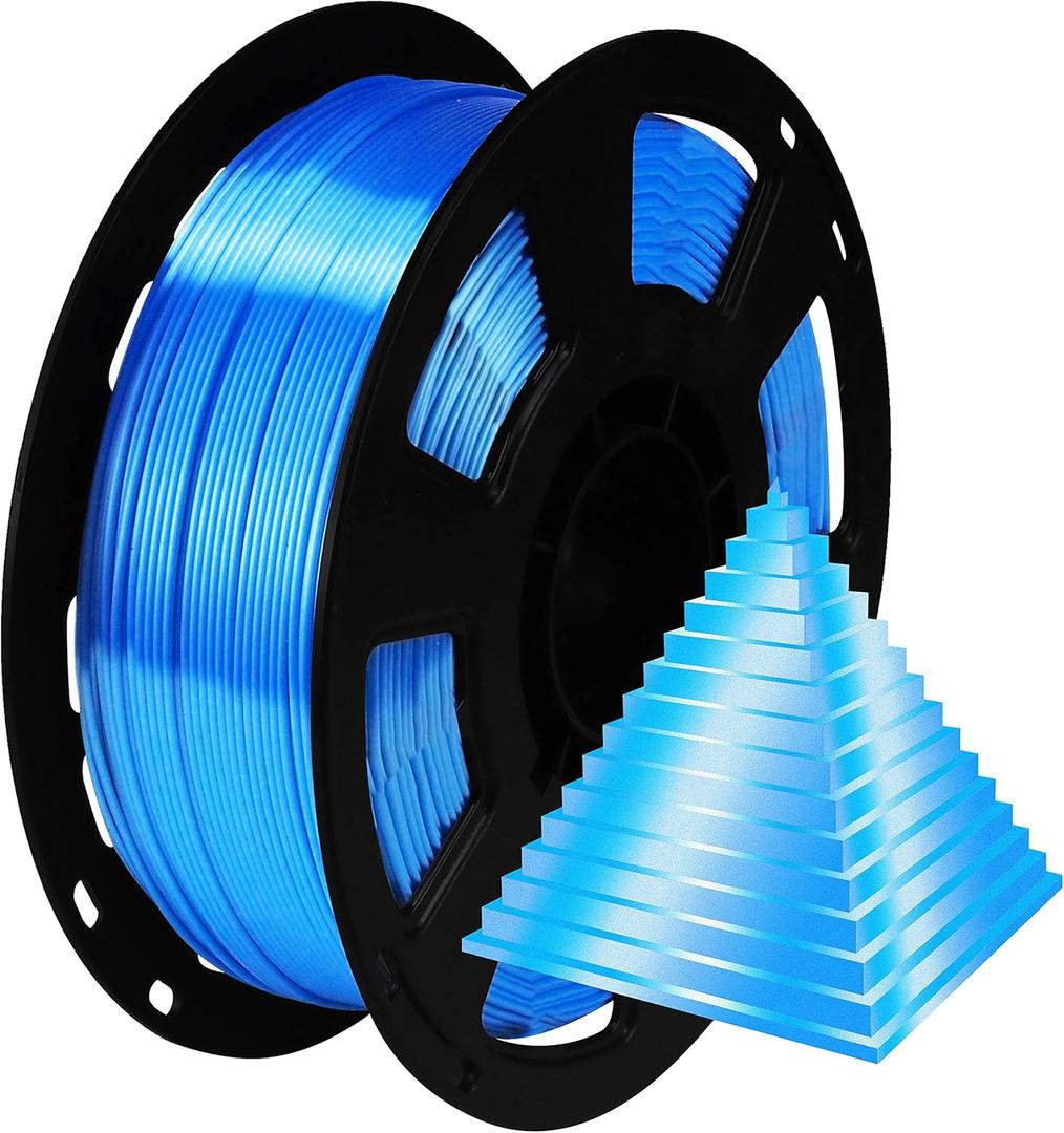 BBLIFE Silk Pearlescent Shining Sapphire Blue PLA Filament, 1kg 2.2lbs 1.75mm 3D Printing Material, Widely Support for FDM 3D Printer, Easy to Print