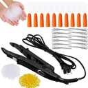 Keratin Hair Extension Kit: Heat Iron, Keratin Glue Granules, Protector Templates, Hair Clips, and Finger Protector(Black)