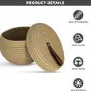Decorative Storage Basket With Lid - Cotton Rope Basket- Round Decorative Storage Bin-Woven Containers - Small Basket With Lid -Round Organizer basket -Size 9" x 6" inches (Tan)