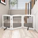 PUPETPO Freestanding Wooden Pet Gate for House, Foldable Indoor Dog Gate for Doorways, Stairs - 24" Height, 3 Panels, White