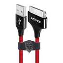 AGVEE 4ft for Old iPhone 4S Charging Cable, MFI Certified 30 Pin Braided Heavy Duty Fast Durable Charger Cord, Compatible with iPhone 4/ 4S iPad 1/ 2/ 3 iPod Classic Nano Touch, Red