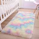 AROGAN Soft Rainbow Area Rugs for Girls Room 2x4 Feet, Fluffy Girls Bedroom Rugs, Princess Rug, Cute Colorful Carpet for Kids Teens Nursery Toddler, Pink