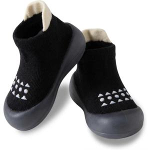 Hstyle Baby Sock Shoes Toddler Walking Shoes Infant Non-Slip Slippers Soft Rubber Sole Sneakers for Baby Boys Girls (Black)