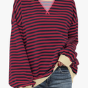ANRABESS Women Striped Oversized Sweatshirt Crewneck Long Sleeve Shirts Hoodies 2025 Summer Fashion Pullover Top Y2K Outfits L