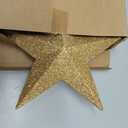Glitter Christmas Star Tree Topper for Holiday Decorations, Christmas Tree Decoration for Holiday Ornament and Home Decor, Shatterproof Tree Toppers for Party Indoor  Outdoor-Gold 8 inch