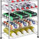 Water Bottle Holder Organizer 5 Tier Water Bottle Storage Rack, Freestanding Floor Beverage Soda Can Dispenser Organizer Rack for Pantry, Kitchen Countertop, Cabinet, Office, Hold 30 Bottles, Silver