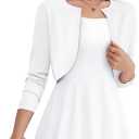 OmicGot Women's Classic Bolero Shrug White Cropped Cardigan Long Sleeve Open Front Short Cardigans S (A02-white)