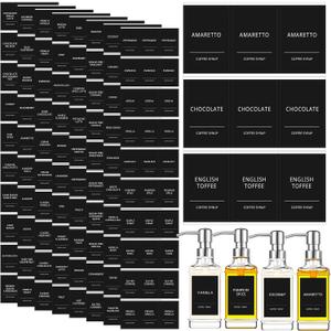 Sabary 118 Pcs Coffee Syrup Labels for Bottles Waterproof Coffee Bar Labels Stickers for Syrup Dispenser Drinking Bottle Glass Cups Organization, Black