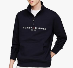 TOMMY HILFIGER Half-Zip Embroidered Logo Sweatshirt Dark Blue XS