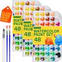 ARTISTRO 3 Pack of Washable Watercolor Paint Set 48 Colors with 2 brushes, Refillable Water Brush Pen and Palette, Water Color Paint Set for Kids, Adults, Beginner Artists