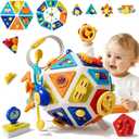 22in1Toddler Busy Board Activity Cube Toys, Montessori Sensory Toy & Travel Leaning for Toddlers, Early Education Active Toy and Fine Motor Skills Development Toy for 1 2 3 Years Old Boys & Girls