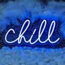 Wanxing Chill Neon Sign Blue Led Sign Chill Neon Wall Sign 14'' x 7'' Led Word Lights for Wall Decor Neon Light for Bedroom USB Powered Switch Light up Sign for Bar Hotel Game Room