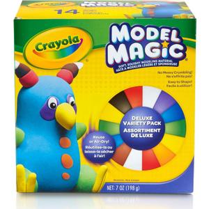 Crayola Model Magic Deluxe Variety Pack (14ct), Kids Air Dry Clay, 7oz, Bulk Modeling Clay Alternative, Gift for Kids, Ages 4+
