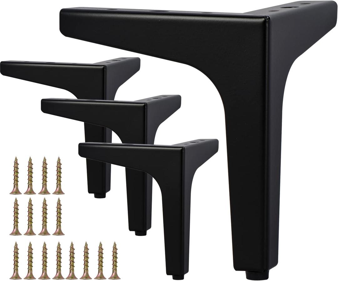 La Vane 7 inch Metal Furniture Legs, Set of 4 Modern Iron Diamond Triangle Furniture Feet DIY Replacement Black for Cabinet Cupboard Sofa Couch Chair Ottoman
