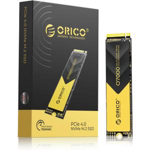 ORICO 2TB NVMe SSD PCIe 4.0- Up to 7000MB/s, M.2 SSD 2280 PCIe 4.0X4 Internal Solid State Drive SSD, Fast Heat Dissipation, Compatible with macOS Windows for Gamers and Creators-O7000 (2TB)