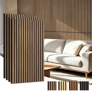 Art3d 4-Pack 47x23.6 Inch Acoustic Panels with Wood Slat Design - Soundproof Wall Panel for Office, Gaming Room & Studio, Ideal for Streamers, Home Workers & Recent Movers, Deep Walnut