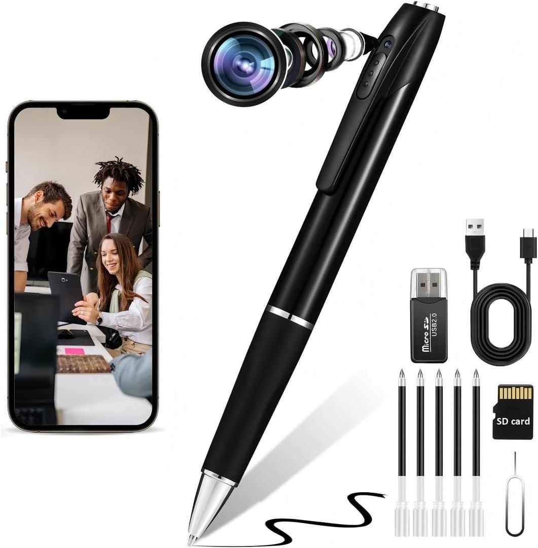 1080P Mini Hidden Camera PenNanny Cam Mini Security CamerasLong Battery LifeEasy to UseMicro Pen Camera for Capture Important Moment2026 Upgrade (Royal-Black)